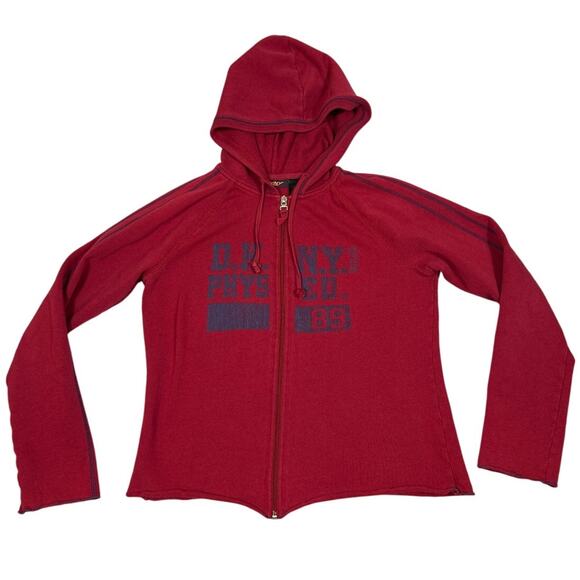 DKNY Active Womens Size M Y2K Red Full Zip Hoodie - Picture 1 of 12